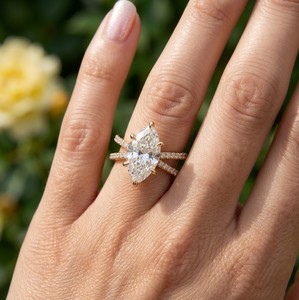 Anillo de Compromiso y Boda de Moissanita Marquise GRA de 2.50 Quilates para Mujer, Oro Sólido de 14K, Engaste de Garras, Anillo Nupcial, Joyería Personalizada - Product Image 4