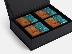 Posavasos Rectangulares de Madera Premium con Incrustaciones de Resina Azul, Antideslizantes, Diseño Moderno para el Hogar - Product Image 6