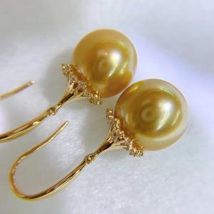 925 Sterling Silver Fine <b>Dangle</b> <b>Earrings</b> Light Version Natural <b>Pearl</b> Classic Water Bucket Universal Versatile 11-12mm - Product Image 3