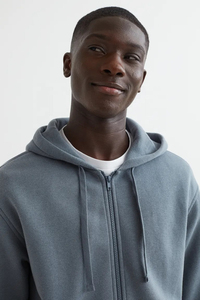 เสื้อฮู้ดซิปผู้ชายไซส์สั่งทำพิเศษ ผ้าฝ้ายกันลม พิมพ์ลายตัวอักษรแบบนูน สปอร์ตแวร์ทรงหลวม สไตล์ฮิปฮอป - Product Image 5