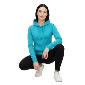 Sweat à capuche bleu cyan vierge pour impression, qualité supérieure, en molleton, pull-over tendance pour femme, streetwear, sweat-shirt en coton haute densité - Product Image 1