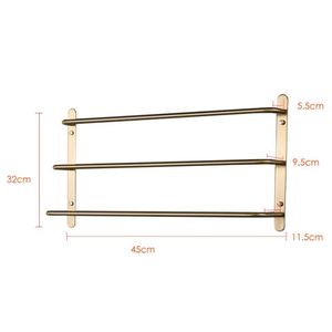 Portasciugamani a Tre Livelli in Acciaio Inox 304 Spazzolato Oro di Lusso, 17,72 Pollici KJWY00, Set di Accessori per il Bagno - Product Image 6