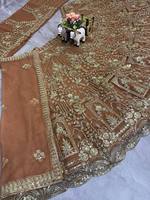 Ensemble Lehenga Choli en tissu filet doux de qualité supérieure avec travail de sequins brodés, Lehenga évasé semi-cousu de 4 mètres et Dupatta assorti