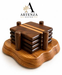Luxury Wooden <b>Coaster</b> <b>Set</b> with Sublimation MDF Holder 5mm Thick Square Drink <b>Coasters</b> Eco-Friendly Table Mats for Home Hotel Use - Product Image 1