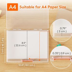 Set di 6 Scatole Portaoggetti in Plastica Multiuso con 6 Tasche con Cerniera e Etichette, Traslucide, Formato A4 8.5 X 11 Pollici - Product Image 1
