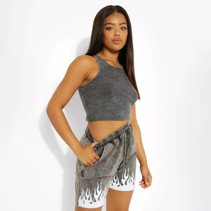 Shorts pour femmes en coton 100% respirant, de haute qualité, dernier design, effet délavé, taille élastique, vente en gros - Product Image 4