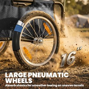 Carrello Rimorchio Bici con Ruote Pneumatiche da 16 Pollici a Sgancio Rapido, Cerchi in Alluminio, Bandiera Rossa, Grigio - Rimorchio Utilitario per Bici - Product Image 5