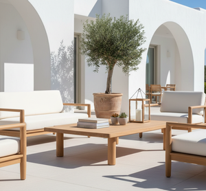 Mesa de Centro de Madera de Teca Kanzia de Diseño, Construcción Auténtica en Madera Sólida, Patas Cilíndricas Artísticas, Duradera, Ecológica y Minimalista - Product Image 3