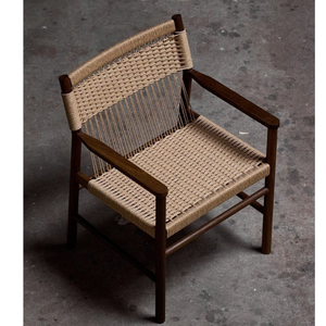 Sillón Relajante de Madera de Teca Sólida con Asiento y Respaldo de Ratán Tejido a Mano para Espacios Naturales Confortables - Product Image 1