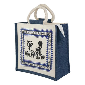 Bolsa de Compras Reutilizable de Yute con Cierre de Cremallera, Asas Suaves, Bolsa Ecológica Impresa para Mujer, Uso Diario, Bolsa de Promoción para Llevar Compras - Product Image 1