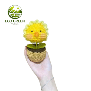 Maceta de ganchillo con forma de flor y animal, hecha a mano con hilo de felpa, decoración estética y adorable, juguete de escritorio de apoyo emocional para niñas - Product Image 6