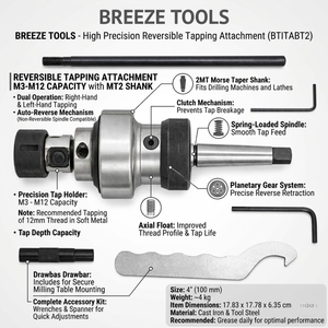 Accesorio de Roscado Reversible |   M3-M12 MT2 Shank High |   Portaherramientas de Precisión para Máquina Perforadora |   Kit de Herramientas Industriales para Torno - Product Image 5