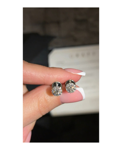14K White Gold Rhodium Plated Elegant Hip Hop Earrings Round <b>Studs</b> with Lab Grown Diamond Trendy Unisex Jewelry - Product Image 2