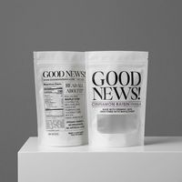 Pochette refermable personnalisée avec fermeture éclair pour granola et flocons d'avoine, sac d'emballage refermable de qualité alimentaire blanc avec fenêtre transparente
