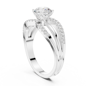 Bague de fiançailles classique minimaliste en or blanc 10 carats avec diamant de laboratoire, ensemble Eterna Twist, bague intarissée intemporelle - Product Image 4