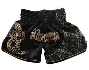 กางเกงมวยไทยมืออาชีพ โรงงานผลิต OEM ผ้าซาติน กางเกงมวยไทยเอวสูง สำหรับส่งออก - Product Image 2