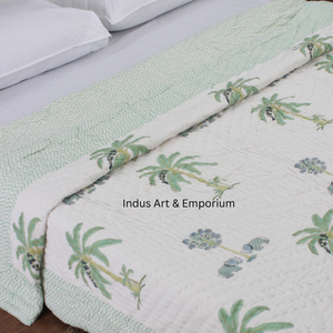 Indian Hand Block Printed Cotton Bedspreads Cotton <b>Quilted</b> Bedcover Wholesale Cotton <b>Quilted</b> Bedcover - Product Image 1