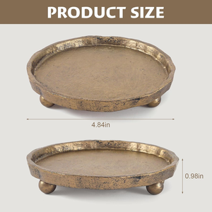 Plateau porte-bougie vintage en fonte, style rustique, en laiton, support décoratif en métal pour bougie, style antique - Product Image 2
