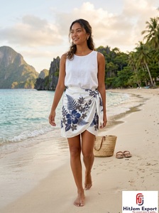 Paréo Hawaïen Personnalisé en Satin, Sarong Polynésien Floral, Cache-Maillot de Plage Léger en Rayonne 100% Tissu Mousseline OEM ODM - Product Image 2