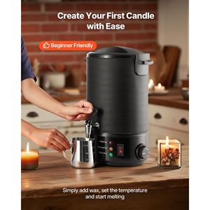 Chauffe-cire rapide à chauffage uniforme de 8,5 Qts pour kits de fabrication de bougies DIY avec bec verseur facile, contrôle de la température et base rainurée - Product Image 2