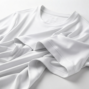T-shirt blanc en coton pour homme, manches courtes, col rond, coupe classique, jersey tricoté, couleur unie, design simple - Product Image 4
