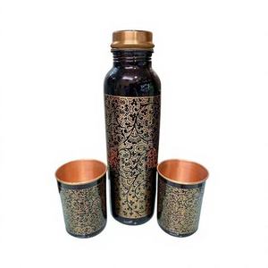 Juego de Botella y Taza de Agua Ecológicas con Diseño de Mármol y Cobre Clásico Moderno, Portátil para Viajes, con Tapas - Product Image 3