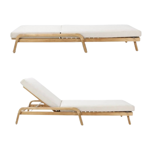 Chaise longue d'extérieur moderne en bois, lit de jardin, mobilier de piscine pour la maison - Product Image 5