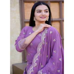 Hermoso conjunto de traje Sharara para fiesta para mujer con trabajo bordado en secuencia - Product Image 3