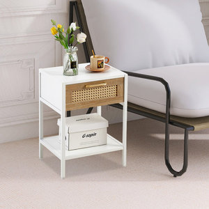 Mesa auxiliar de estantería abierta con decoración de ratán, cajón de muebles de sala de estar - Product Image 1