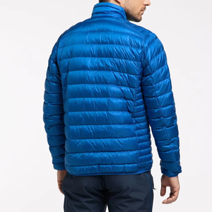 Chaqueta de Plumón Azul para Hombre, Cuello Alto, Cierre de Cremallera, Resistente al Viento, Informal, para Invierno, Corte Regular, Color Sólido - Product Image 4