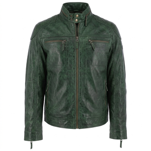 High Quality Men's Casual Leather <b>Jacket</b> Stylish Fit Stand Collar Soft PU Leather <b>Canvas</b> Breathable Quick Dry Autumn Pattern - Product Image 3