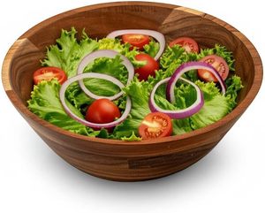 Frutero de Madera de Acacia Natural Tallado a Mano, Plato para Servir con Pedestal, Juego de Tazones para Ensalada, Diseño Moderno, Apto para Lavavajillas, de Lujo - Product Image 4