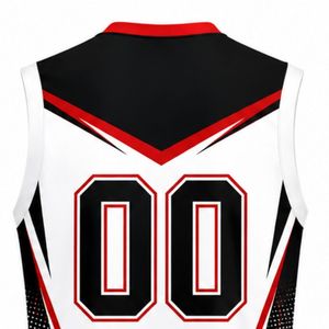 Maillot de volley-ball sans manches noir, rouge et blanc – Haut de sport athlétique pour équipe – Tenue de performance pour entraînement et compétition - Product Image 4