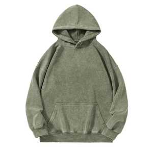 Sweat à capuche polaire vintage délavé surdimensionné pour homme – Coupe ample épaisse avec poche kangourou - Product Image 2