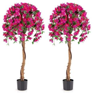 Set di 2 Alberi di Azalea Artificiali Alti 1,37 Metri con Vaso in Cemento Incluso - Product Image 1