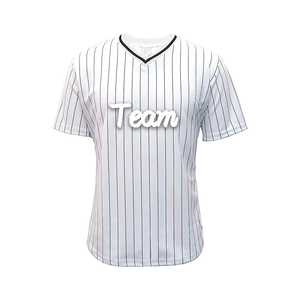 Wholesale Men's Baseball <b>T</b> Shirt Sports Wear Summer Breathable Mesh Polyester Striped Baseball Teams Wear Jersey for Men - Product Image 2
