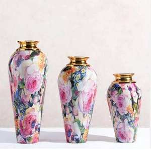 Juego de Jarrones de Metal con Diseño Floral Bohemio, Hechos a Mano, Decorativos para el Hogar, Regalos de Inauguración - Product Image 1