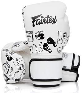 ถุงมือชกมวย Fairtex สีดำขาว ขายดี คุณภาพระดับมืออาชีพ หนังวัวแท้ กันน้ำ น้ำหนักเบา แบบติดตีนตุ๊กแก - Product Image 1
