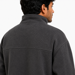 Ensemble de survêtement en molleton sherpa anthracite pour homme, 2 pièces, veste zippée intégrale et pantalon de jogging avec détails de panneaux, vêtements décontractés d'hiver, marque privée OEM ODM - Product Image 4
