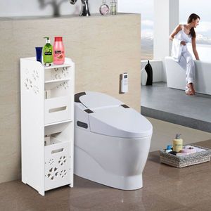 Scaffale da Bagno a 3 Ripiani Bianco 25x25x80cm con Cestino per Rifiuti - Product Image 4