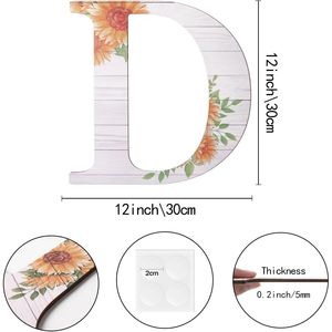 Grandi Lettere in Legno Rustico da 12 Pollici, Insegne Decorative a Forma di Girasole per Arredamento Casa - Product Image 3