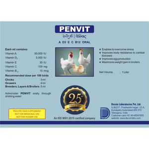 Skyridge Nutratech Penvit <b>Vitamins</b> D3 E C High Potency <b>Liquid</b> Form Poultry Feed Additives Broiler Supports Growth Immunity - Product Image 2