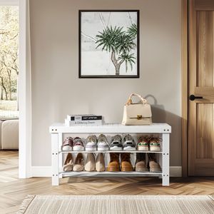 Scarpiera a 3 livelli in bambù con parte superiore senza giunture, organizer per scarpe in legno laccato, design smontabile salvaspazio per ingresso e soggiorno - Product Image 2