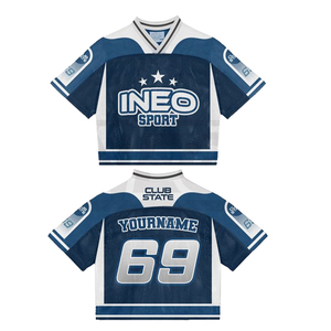 Camiseta Deportiva de Fútbol para Mujer, Estilo Vintage, Personalizada, de Malla, Corta, Holgada, Transpirable, Estilo Urbano - Product Image 1