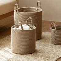 Panier de rangement artisanal 100% coton, durable et écologique, avec design détachable et flexible, pour l'organisation et la décoration de la maison