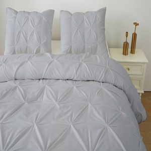 Queen Comforter Set with 1 Down Alternative Comforter 2 Pillow Shams 3 Piece Gray Pintuck Bedding Set Enhanced Comfort Style - Product Image 1