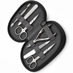 MANAN INSTRUMENTS Kit de manucure professionnel 6-en-1 en acier inoxydable, ensemble de coupe-ongles portable, style classique, étui en boîte colorée pour - Product Image 6