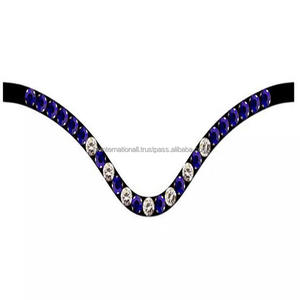 Banda para cejas de caballo de cuero de cristal ostentoso de marca de alta calidad con banda para cejas de caballo hecha a mano decorativa de lujo de alta calidad - Product Image 3