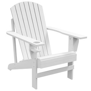 Silla Adirondack Blanca Moderna con Portavasos para Patio, Jardín y Césped - Product Image 1