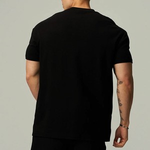 Camiseta Negra de Manga Corta con Cuello Redondo y Corte Regular de Algodón para Hombre, Transpirable, con Impresión de Logotipo Personalizado, Casual, OEM, ODM, Venta al por Mayor - Product Image 2